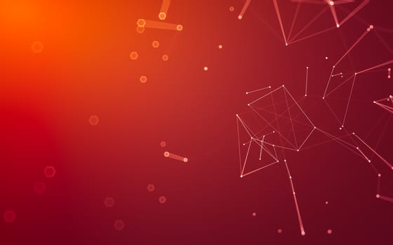 Abstract polygonal space low poly dark background with connecting dots and lines. Connection structure. 3d rendering