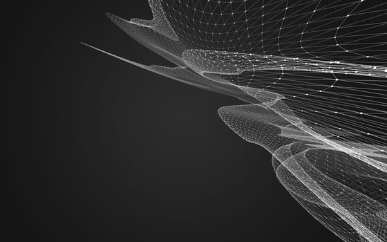 Abstract polygonal space low poly dark background with connecting dots and lines. Connection structure. 3d rendering