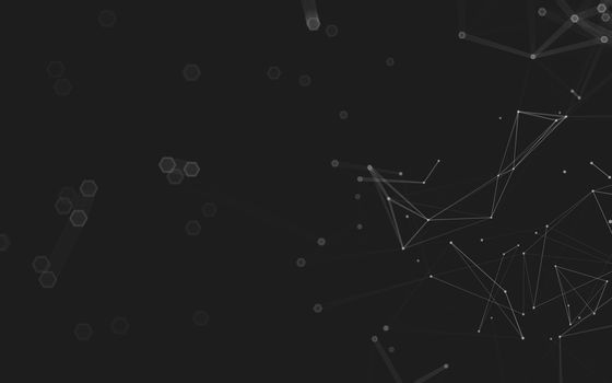 Abstract polygonal space low poly dark background with connecting dots and lines. Connection structure. 3d rendering