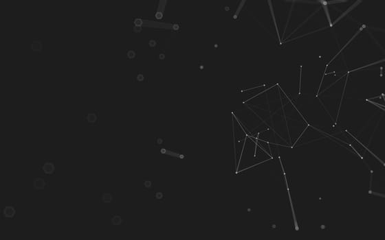 Abstract polygonal space low poly dark background with connecting dots and lines. Connection structure. 3d rendering