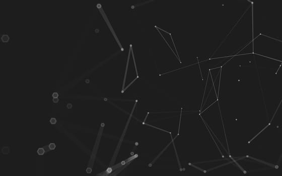 Abstract polygonal space low poly dark background with connecting dots and lines. Connection structure. 3d rendering