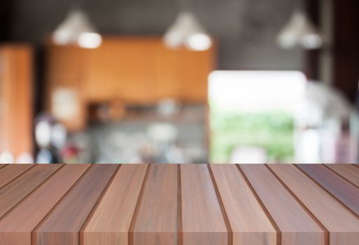 Abstract blur coffee shop with empty table top. For product display