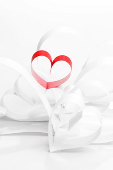 Red and white paper hearts composition, Valentines day concept