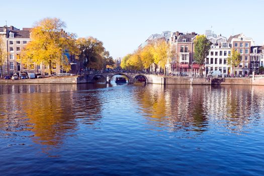 City scenic from Amsterdam in the Netherlands in autumn