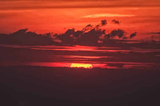 Blood-red sunset after a hot summer day