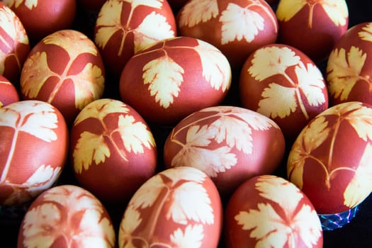 Photo of Easter eggs on black background