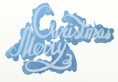 merry christmas hand painted blue watercolor lettering.