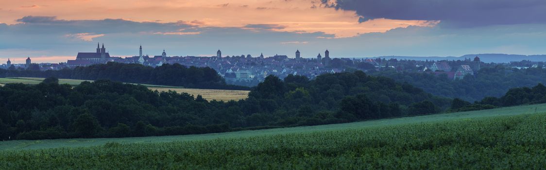 Panorama of Rothenburg at sunrise. in Rothenburg, Bavaria, Germany