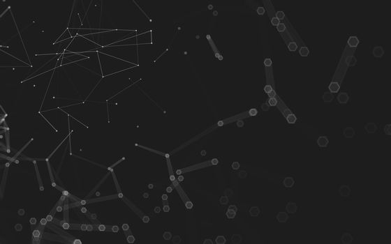 Abstract polygonal space low poly dark background with connecting dots and lines. Connection structure. 3d rendering