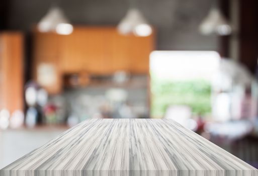 Abstract blur coffee shop with white empty table top. For product display