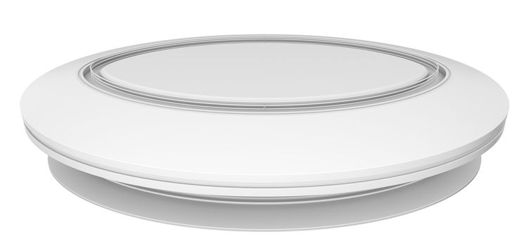 Empty white circle table. White background. 3D rendering