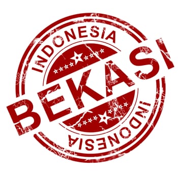 Red Bekasi stamp with white background, 3D rendering