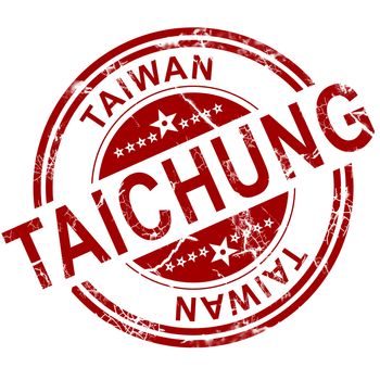 Red Taichung stamp with white background, 3D rendering