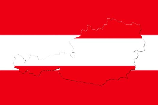 Map of Austria with national flag as background