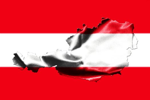 Map of Austria with national flag isolated on Austrian Flag  background