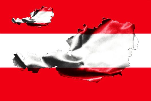 Map of Austria with national flag isolated on Austrian Flag  background 