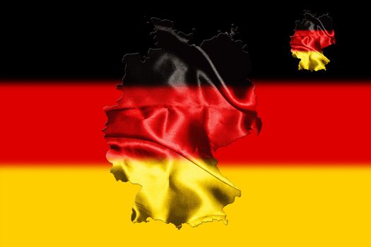 Map of Germany with national flag on background