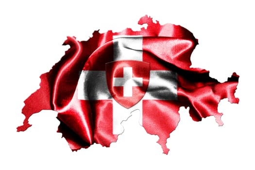 Map Of Switzerland And Flag On White Background