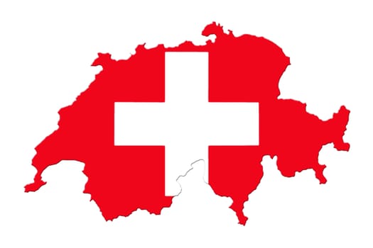 Map Of Switzerland And Flag On White Background