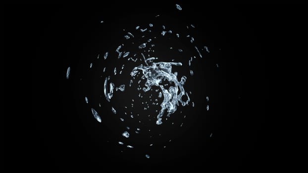 Watersplash On Black Background 3D Rendering