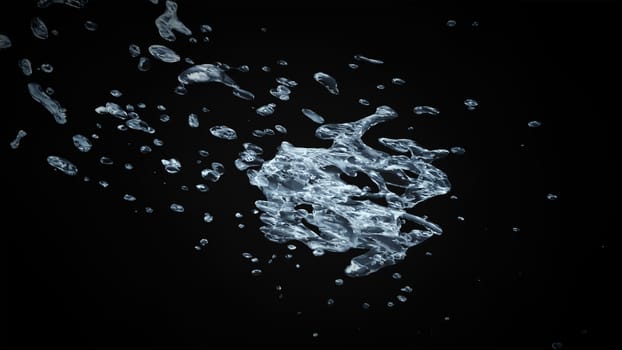 Watersplash On Black Background 3D Rendering