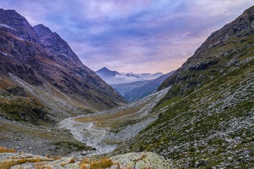 Mountain landscape with clouds in the Pyrenees, France, Europe