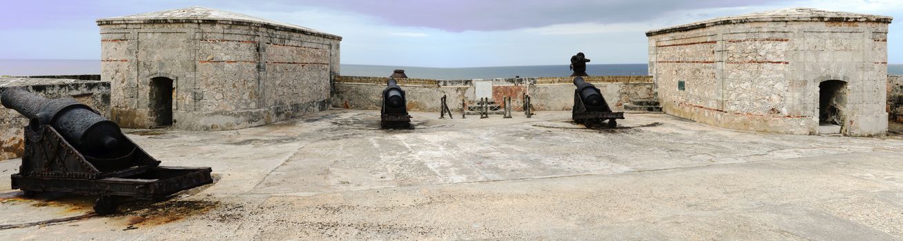 Cannons of El Morro fortress at Havana on Cuba