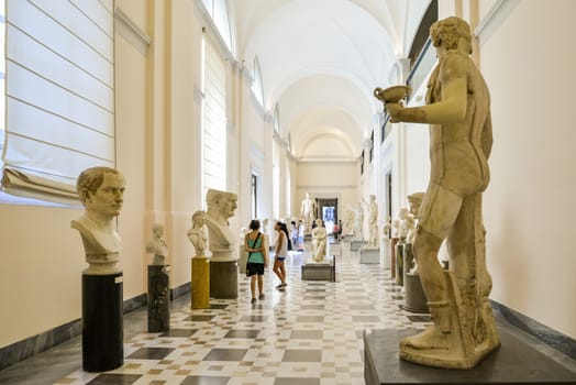 NAPLES, SEPTEMBER 04: statue in Naples National Archaeological Museum. The museum contains a large collection of Roman artifacts from Pompeii, Stabiae and Herculaneum. On September 4, 2016 in Naples, Italy