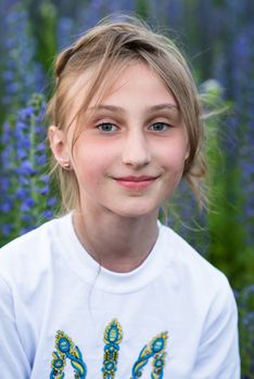 Portrait of beautiful, happy girl in summer