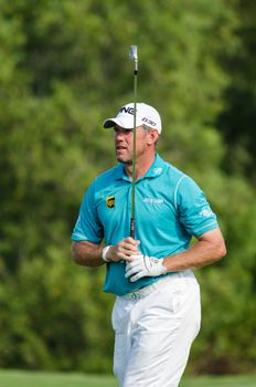 CHONBURI - DECEMBER 13 : Lee Westwood of England player in Thailand Golf Championship 2015 at Amata Spring Country Club on December 13, 2015 in Chonburi, Thailand.