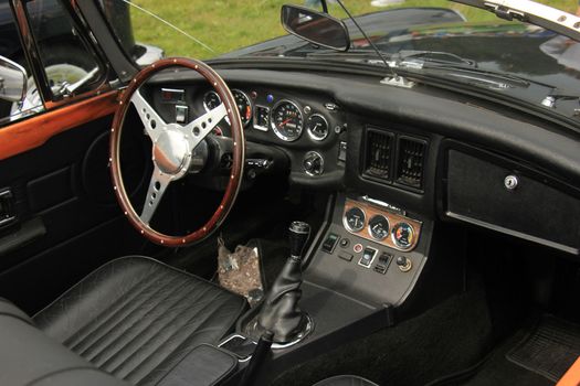 Dashboard of a vintage sports car