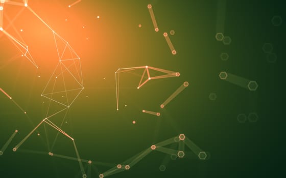 Abstract polygonal space low poly dark background with connecting dots and lines. Connection structure. 3d rendering