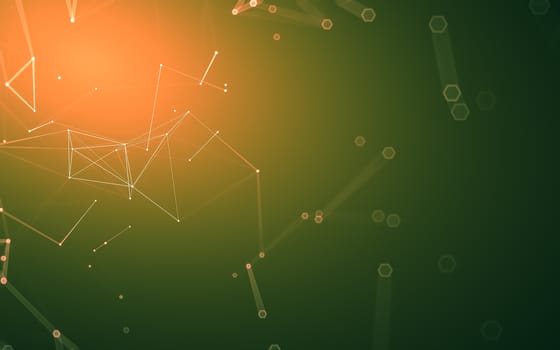 Abstract polygonal space low poly dark background with connecting dots and lines. Connection structure. 3d rendering