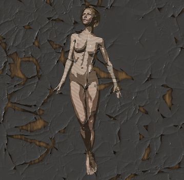 3D render of realistic female figure with smooth skin and fit body in standing pose. Healthy naked cartoon style illustration.