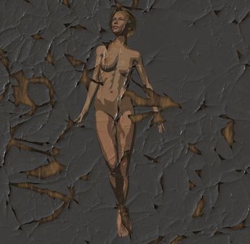 3D render of realistic female figure with smooth skin and fit body in standing pose. Healthy naked cartoon style illustration.