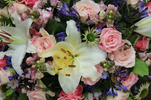 White tiger lily in a bridal arrangement