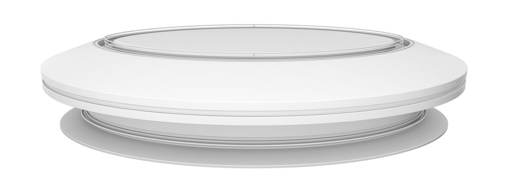 Empty white circle table. White background. 3D rendering