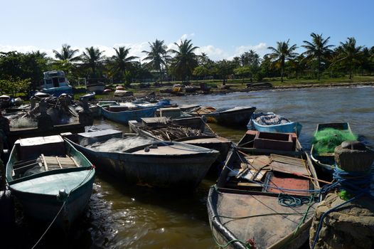 Several fishing boats in a cove Samara