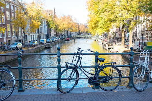 City scenic from Amsterdam in the Netherlands in autumn