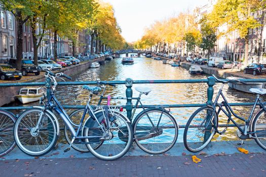 City scenic from Amsterdam in the Netherlands in autumn