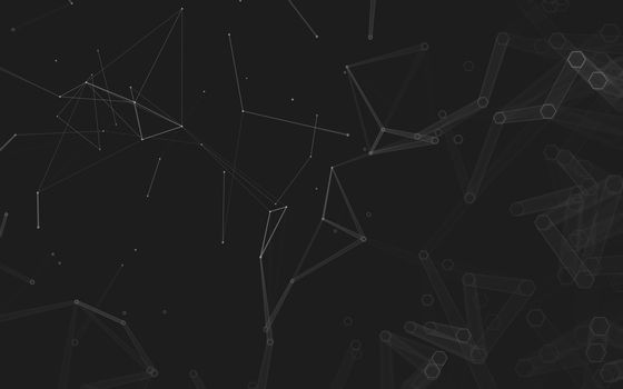 Abstract polygonal space low poly dark background with connecting dots and lines. Connection structure. 3d rendering