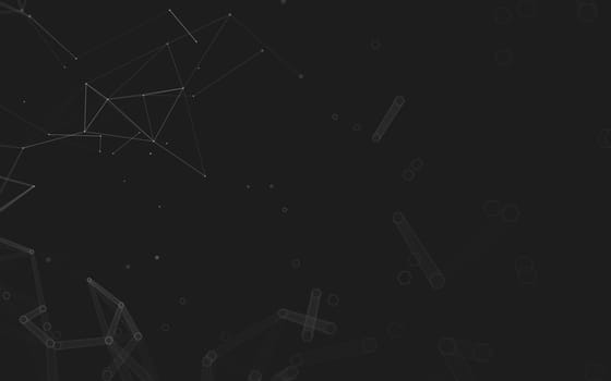 Abstract polygonal space low poly dark background with connecting dots and lines. Connection structure. 3d rendering