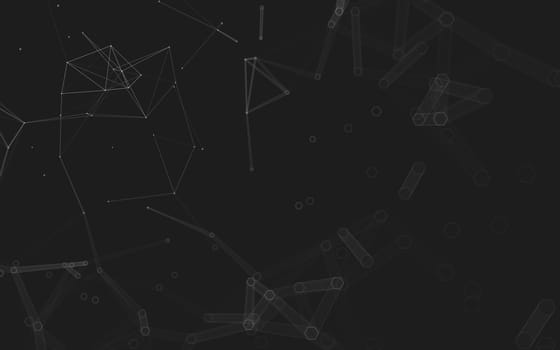 Abstract polygonal space low poly dark background with connecting dots and lines. Connection structure. 3d rendering