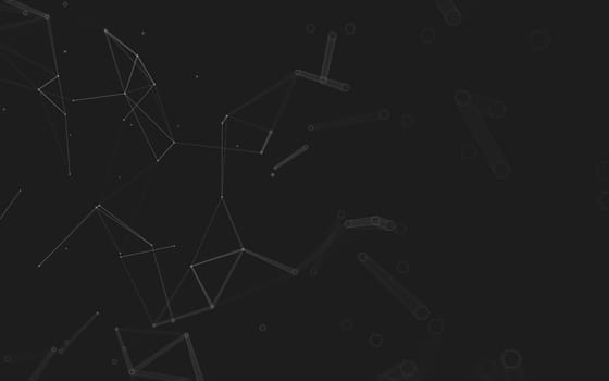 Abstract polygonal space low poly dark background with connecting dots and lines. Connection structure. 3d rendering