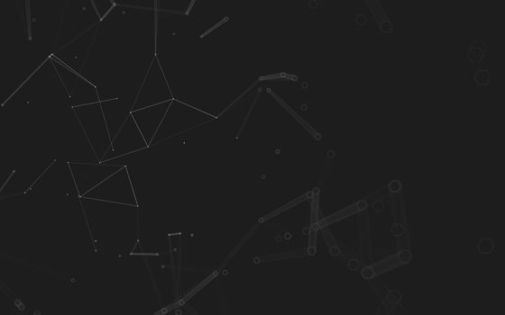 Abstract polygonal space low poly dark background with connecting dots and lines. Connection structure. 3d rendering