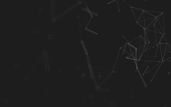 Abstract polygonal space low poly dark background with connecting dots and lines. Connection structure. 3d rendering