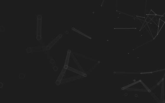 Abstract polygonal space low poly dark background with connecting dots and lines. Connection structure. 3d rendering