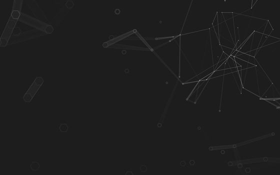 Abstract polygonal space low poly dark background with connecting dots and lines. Connection structure. 3d rendering