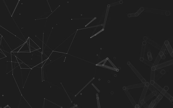 Abstract polygonal space low poly dark background with connecting dots and lines. Connection structure. 3d rendering