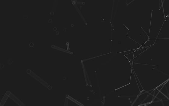 Abstract polygonal space low poly dark background with connecting dots and lines. Connection structure. 3d rendering